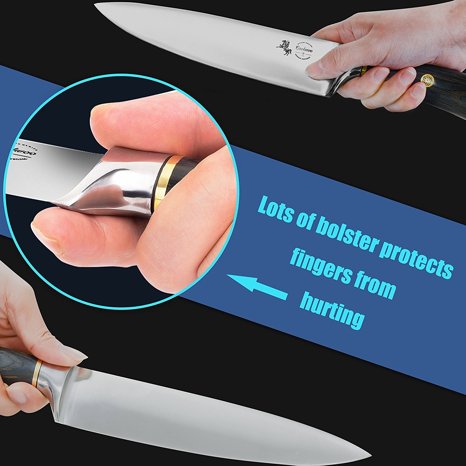 Küchenmesser, Profi 20cm Kochmesser ,Chefmesser, Gemüsemesser,Allzweckmesser, Kartoffelschälmesser aus hochwertigem Carbon Edelstahl,Extra Scharfe Messerklinge, Ergonomischer Holz-Griff