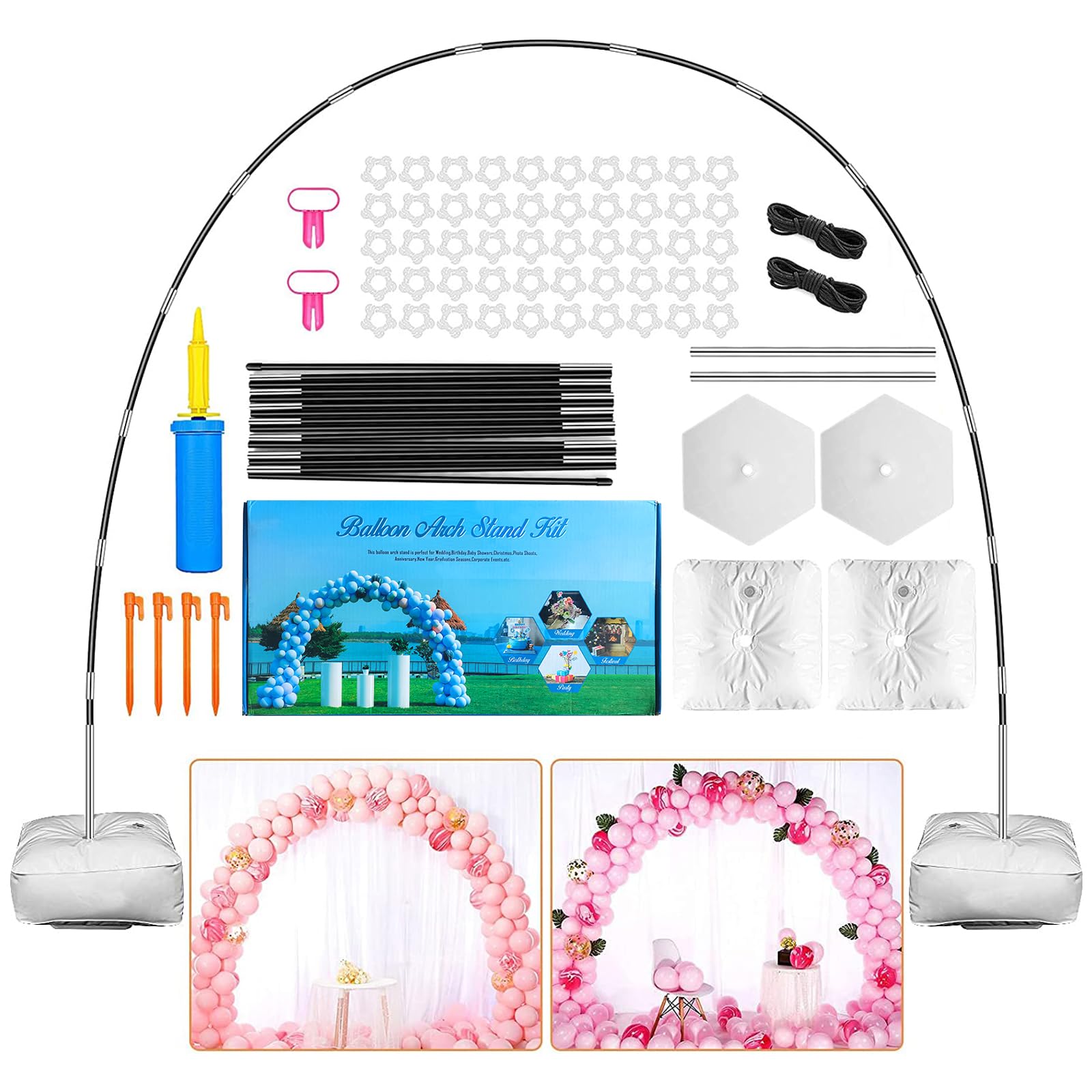 OBOVO Reusable Balloon Arch Kit, 10 Ft Adjustable Balloon Arch Stand Frame for Wedding Graduation Birthday DIY Party Supplies Christmas Decorations