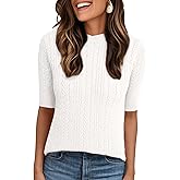 Allegra K Short Sleeve Sweater for Women Cable Knit Sweaters Lightweight Fall Casual Tops 2025 Business Outfits