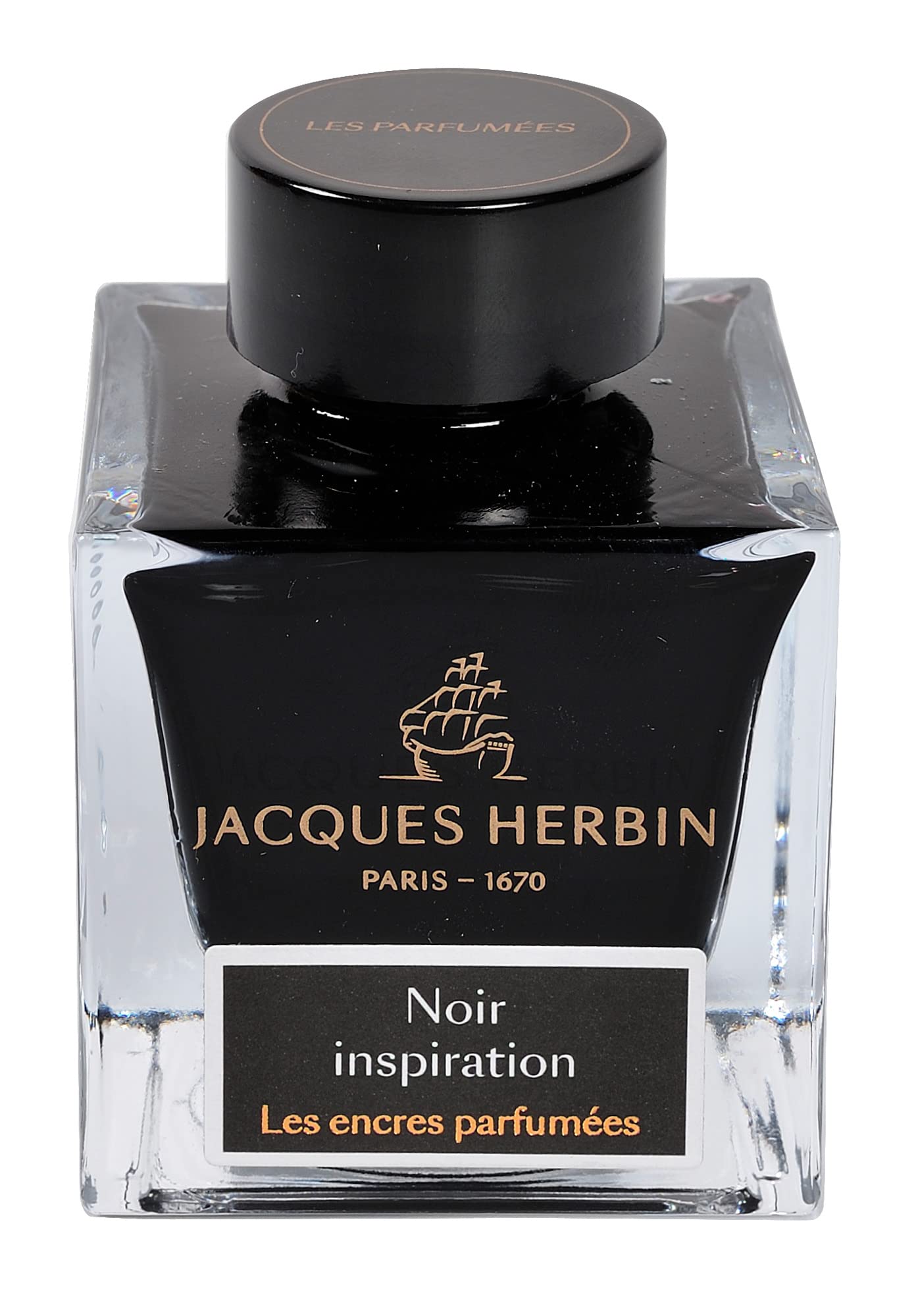 Jacques Herbin 14709JT - 50 ml scented ink bottle for fountain and roller pens - Noir inspiration/ Inspiration Black - Made in France - Calligraphy - Writing