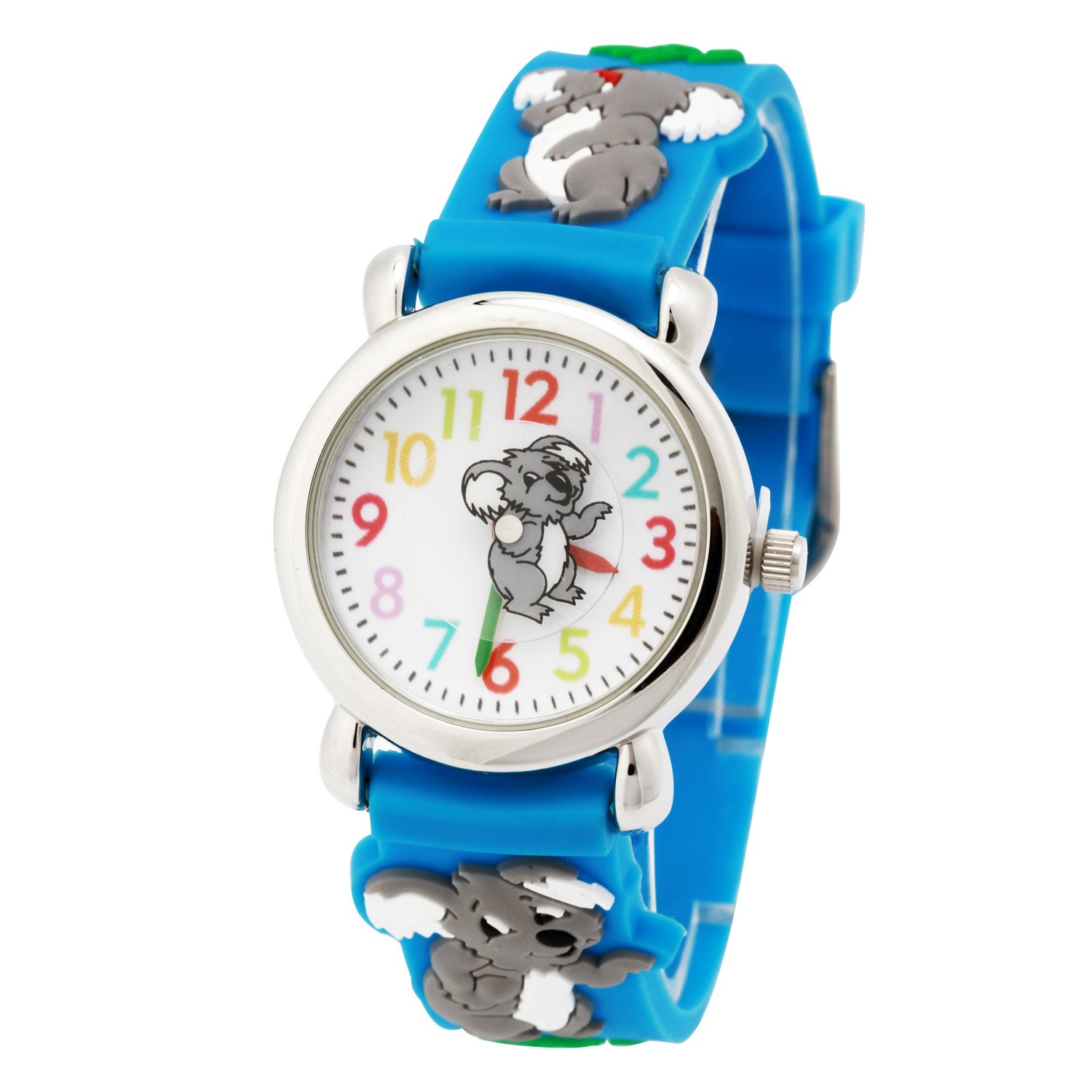 ele ELEOPTION Children's Watch Waterproof 3D Cute Cartoon Round Dial Silicone Rubber Band Quartz Wristwatch Xmas Gift for Little Girls Boy Kids Children Environmental Friendly - Koala, Blue