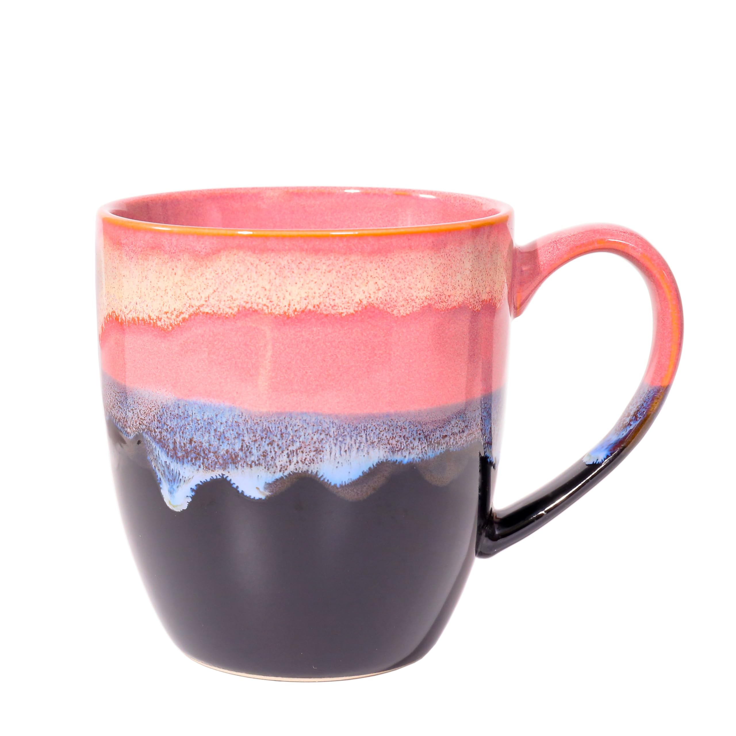 hengshukeji 500ml Unique Ceramic Coffee Mug，Handmade Kiln Change Glaze Large Tea Cup for Office and Home,Coffee Mugs for Tea, Hot Chocolate, and More (Pink)