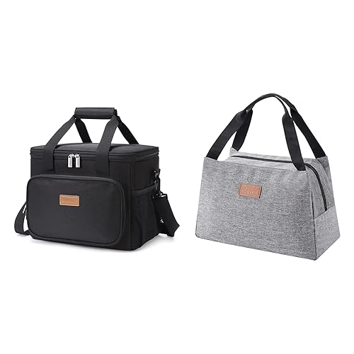 Lifewit 15L Collapsible Cooler Bag Black and 7L Insulated Lunch