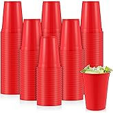 Jingmore 200 Pack Red 16 oz Plastic Cups Bulk for Party Disposable Heavy Duty Drinking Cups Stackable Red Plastic Beverage Tumblers for Picnics New Year Valentines Day Birthday Party Supplies