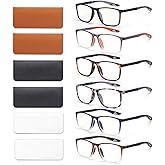 BLOEXCLU 6 Pack Reading Glasses for Men Sports Style Blue Light Blocking Readers with Spring Hinge Women Eyeglasses