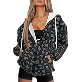 ELEDIZI Womens Oversized Hoodie with Zipper Pockets Hooded Gradient Sweatshirt Women Zip Up Sweater Women Size XS-4XL