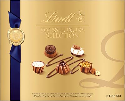 bombones de chocolate Swiss Luxury Selection, acabados a mano artesanalmente, caja de bombones para regalar, 230G