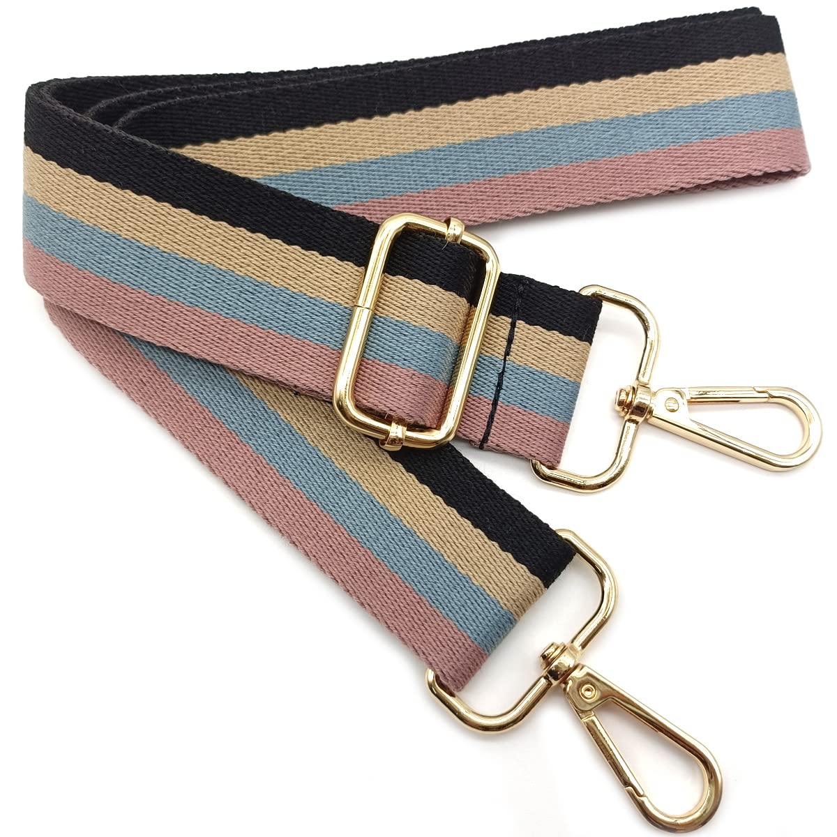 Bag Strap Women Colorful Bag Strap Wide Blue, Adjustable Shoulder Strap with Gold Carabiner, Durable for Crossbody Bag, Handbag, Guitar DIY Shoulder Accessories for Girls, 003