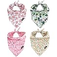 Gofshy Summer Spring Dog Bandanas-4PCS Pink Green Orange Floral Printing Dog Scarf Bib Kerchief Breed for Girl Dogs Large Medium Pets Gift