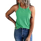 KINLONSAIR Women's Summer Sleeveless Halter Tee Shirts Crew Neck Workout Tank Tops Casual Plain Cami Shirts