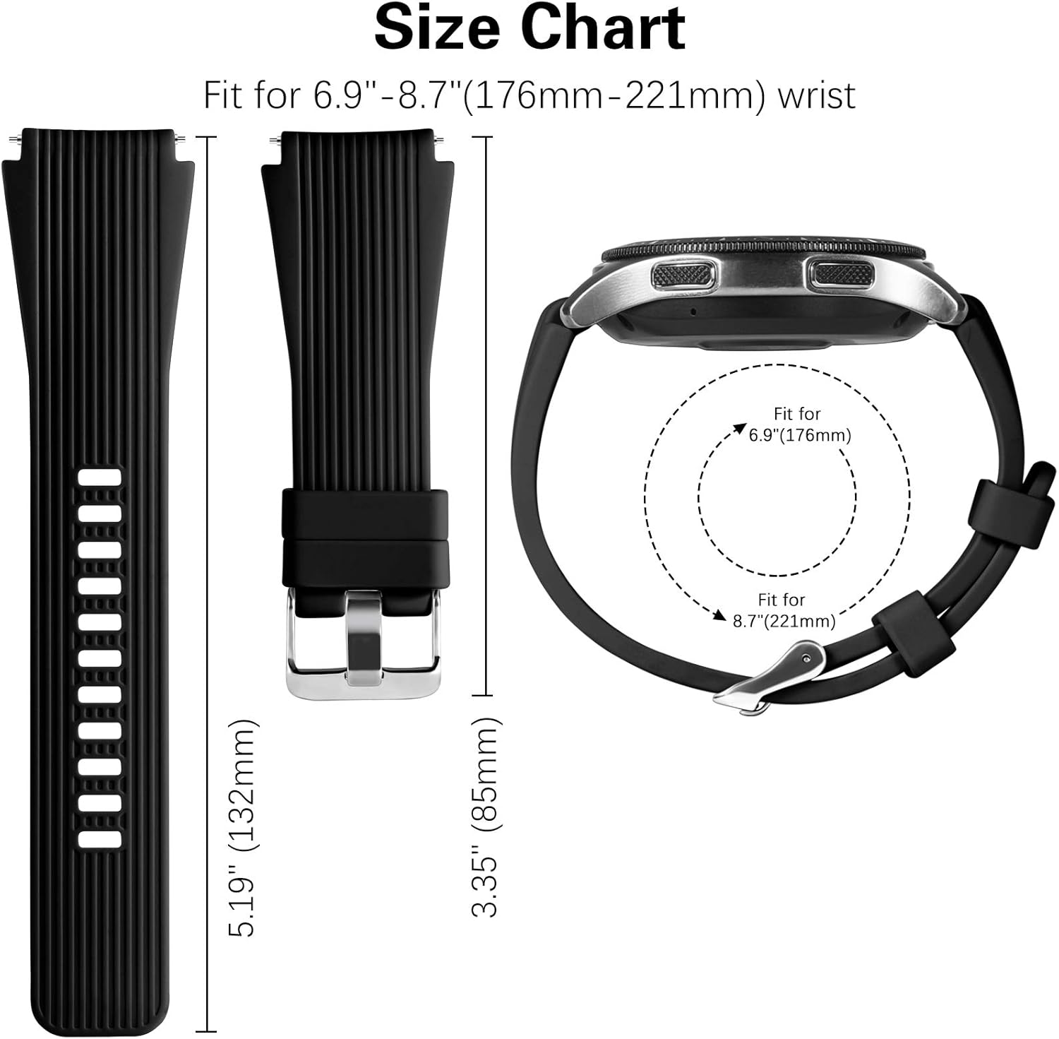 Dirrelo Strap Compatible with Samsung Galaxy Watch 3 45mm/Galaxy Watch 46mm/Huawei GT 2 46mm - Image 5
