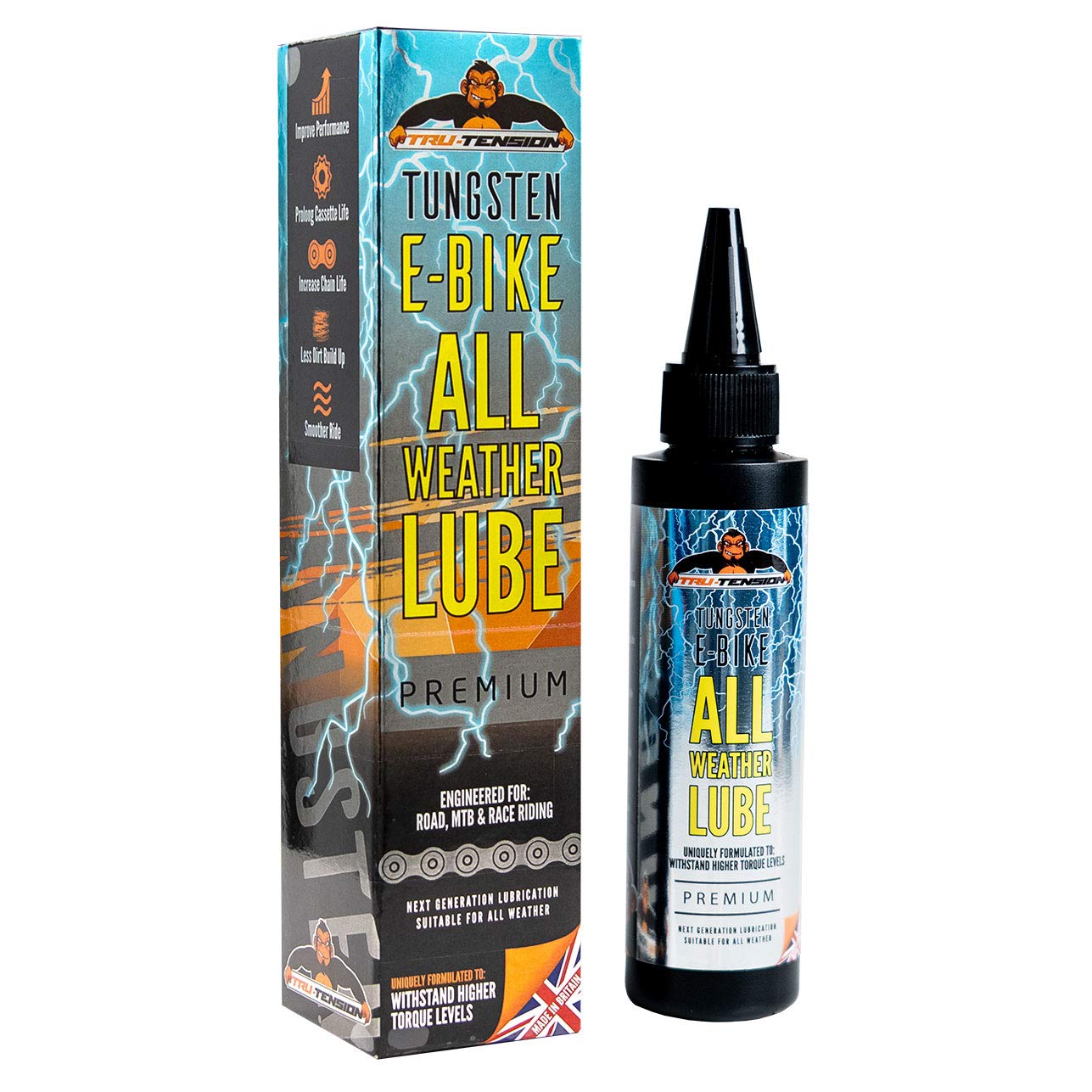 Tru-Tension | E-Tungsten All Weather Bicycle Lube | E-Bike Road, Mountain & Race Bike Lubricant | Bicycle Tools & Accessories | 50ml