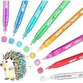 HOTU Glitter Markers Pens, 8 Colors Glitter Gel Pens Metallic Paint Marker for Kids Adult Rock Painting, Scrapbooking, DIY Cr