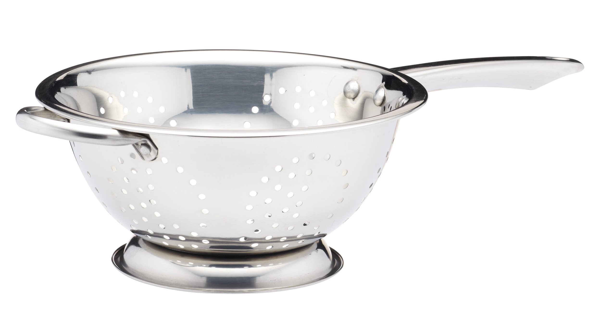 KitchenCraft Footed Stainless Steel Long-Handle Colander, 24 cm (9.5"), Silver