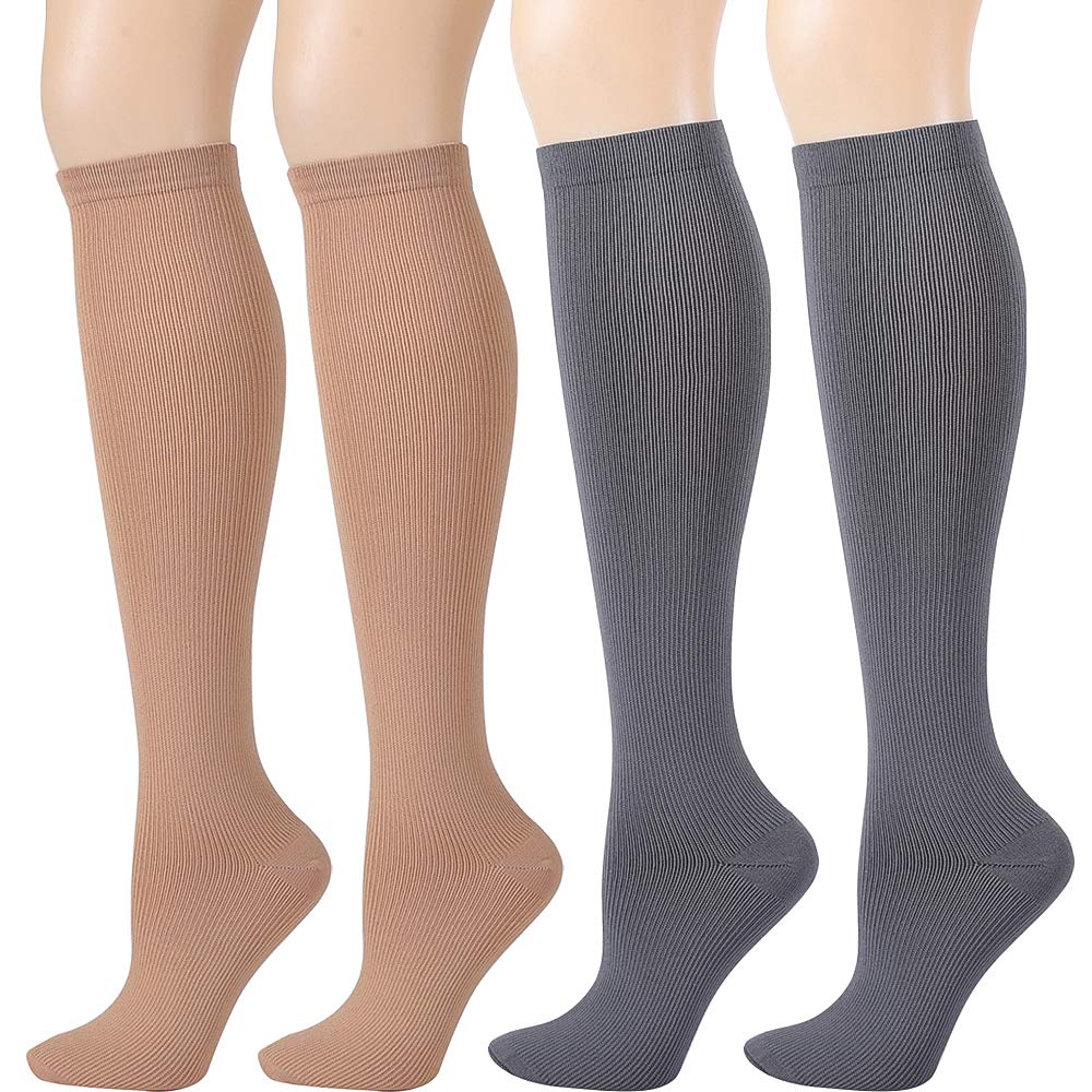 Compression Socks for Women Men - Ovruns 15-20 mmHg Pregnant Nurse Flight Surgery Recovery Support Stockings 3/4 Pairs