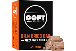 OOFT Pizza Oven Wood - 100% Kiln Dried Oak Cooking Wood - Perfect for Ooni, Gozney, Solo Stove & Other Brands - 12-14lb Box - High Heat & Slow Burn - Great for Grilling, Smoking, BBQ Wood (6 Inch)