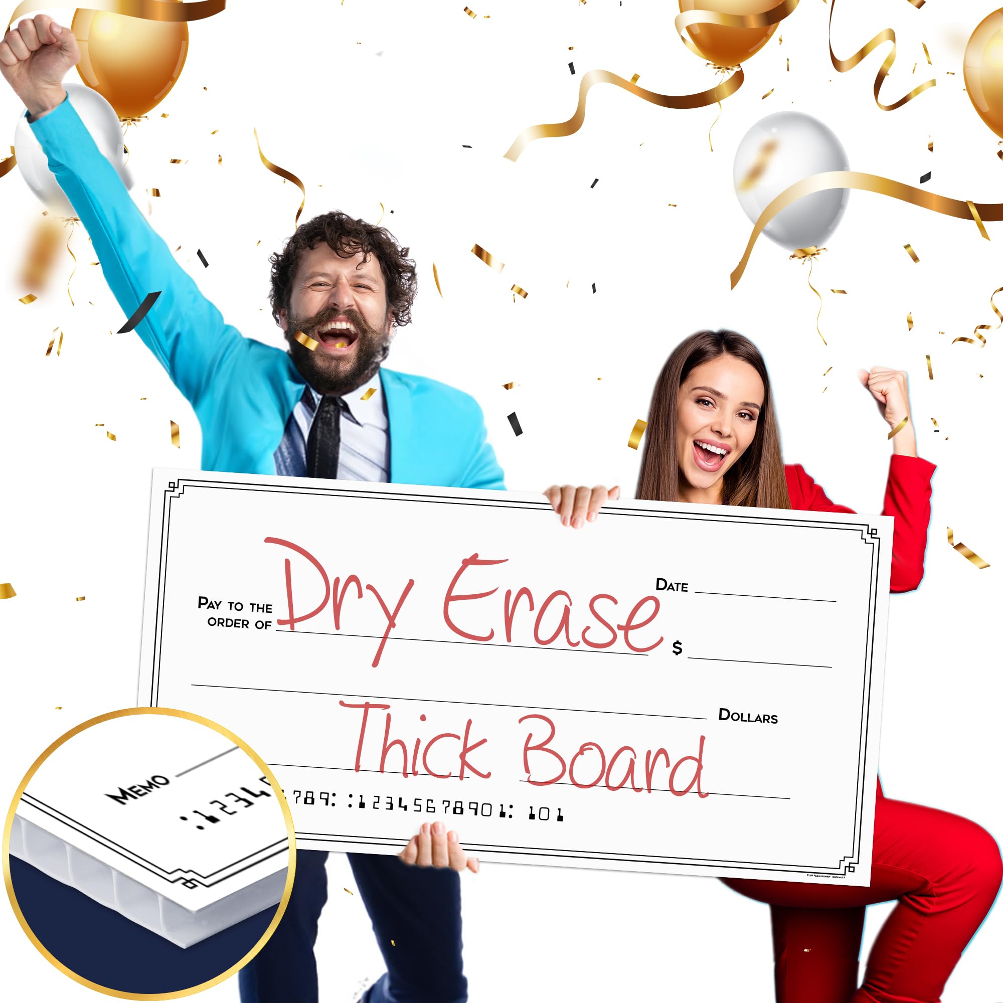 Photo 1 of **MINOR DAMAGE/BENT**
Giant Dry Erase Check - 16" x 32", Reusable Big Oversized Blank Check for Presentation - Great Photo-Op for Fundraisers, Charity & Donation Events
