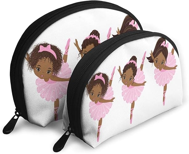 Amazon 化粧バッグ ポーチ 2点セット コスメ アフリカのバレエ少女 メイクブラシ 整理袋ポータブル 道具 収納ケース トラベルバッグ 小物入れ 温泉 おしゃれ プレゼント 学生用 貝殻 バッグ Xinchu シューズ バッグ