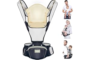 Safotad Baby Carrier Newborn to Toddler, 4in1 Ergonomic Baby Carrier with Hip Seat, Head Support Breathable Mesh for Infant Carrier Up to 33 lbs, Detachable Baby Carrier for Mom Dad, Navy Blue