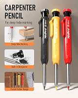 Nicpro 3 Pack Carpenter Pencil with Sharpener & Holder 39 Refills Red Black view 2