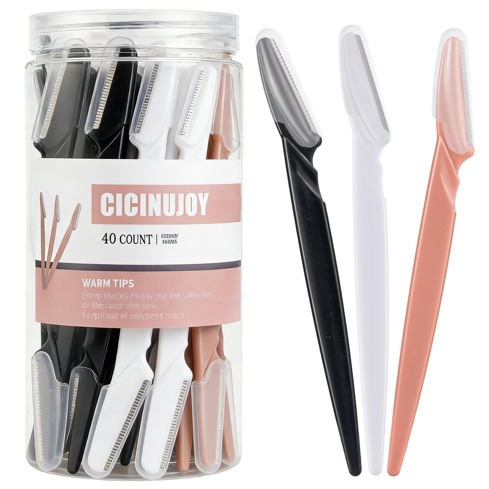 Photo 1 of *MISSING PARTS*
40pcs Eyebrow Razor for Women, Face Shaver Kit Dermaplaning Tool for Peach Fuzz Removal, Stainless Steel Blades with Protective Covers | Eyebrow Trimmer, Facial Hair Removal(Black White Brown)
