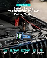 TOPDON BT200-A Car Battery Tester 12V/24V 100-2000 CCA with Tests view 2