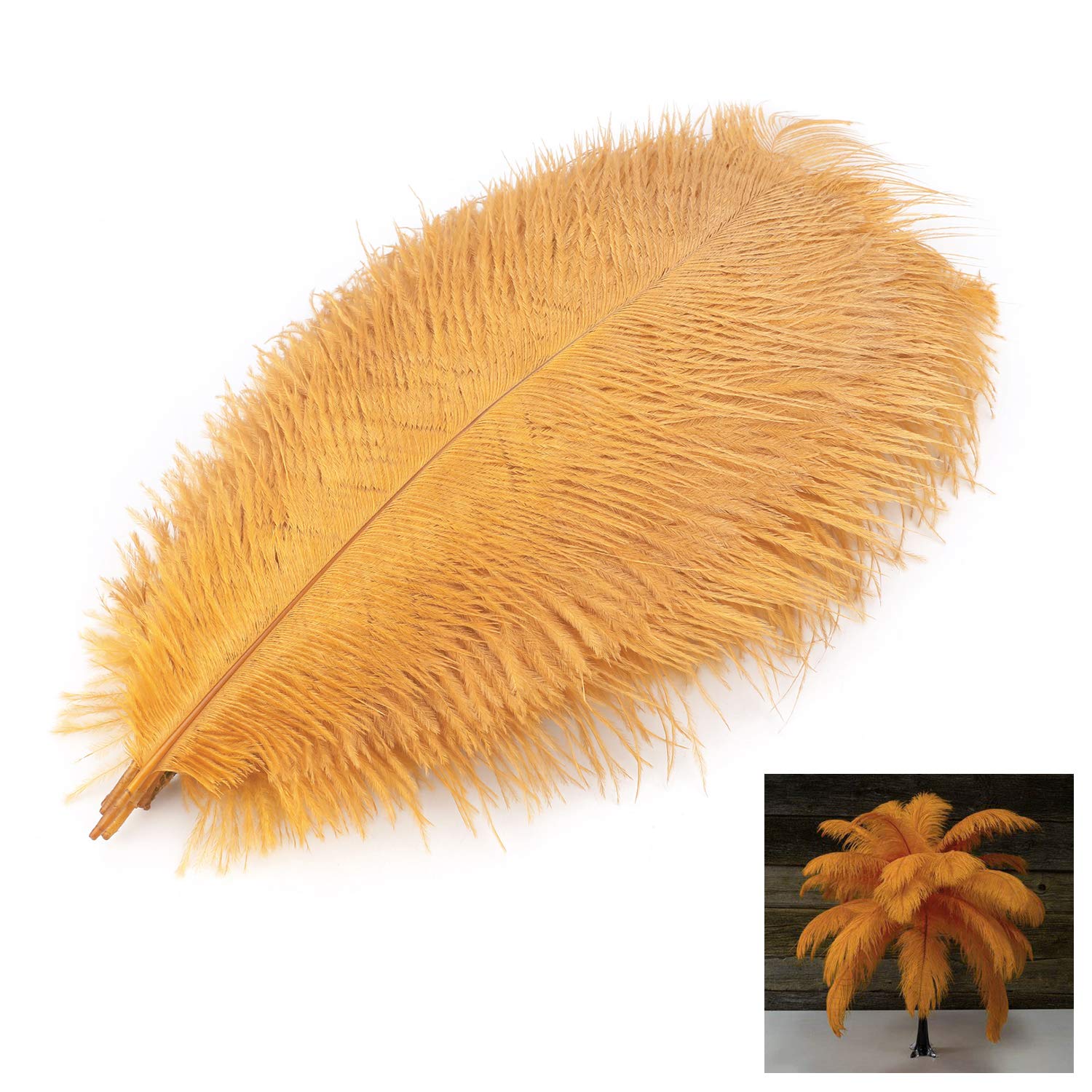 MWOOT 10pcs Natural Ostrich Feathers, 10-12inch(25-30cm) Crafts DIY Plume Feahter for Centerpieces Home Wedding Party Table Decoration (Yellow)