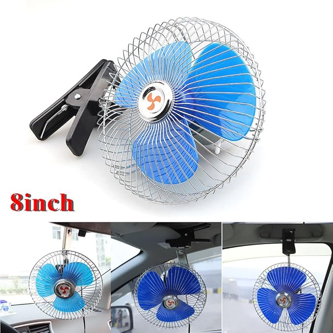 Reelva 12V DC Car Interior Cooling Fan Oscillating Van Truck Cooler