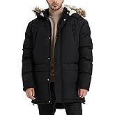 VOPOKER Men's Long Winter Hooded Jacket Warm Windproof Puffy Coat Padded Thicken Parka Jackets