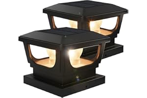 BRIGHTICONIC Solar Post Cap Lights Outdoor for 4x4, 3x3 – Auto On/Off Post Lights Solar Powered - Easy Install, IP65 Waterproof Deck & Fence Lights – Efficient 1500mAh Battery – 120 Lumen, Warm White 3000K