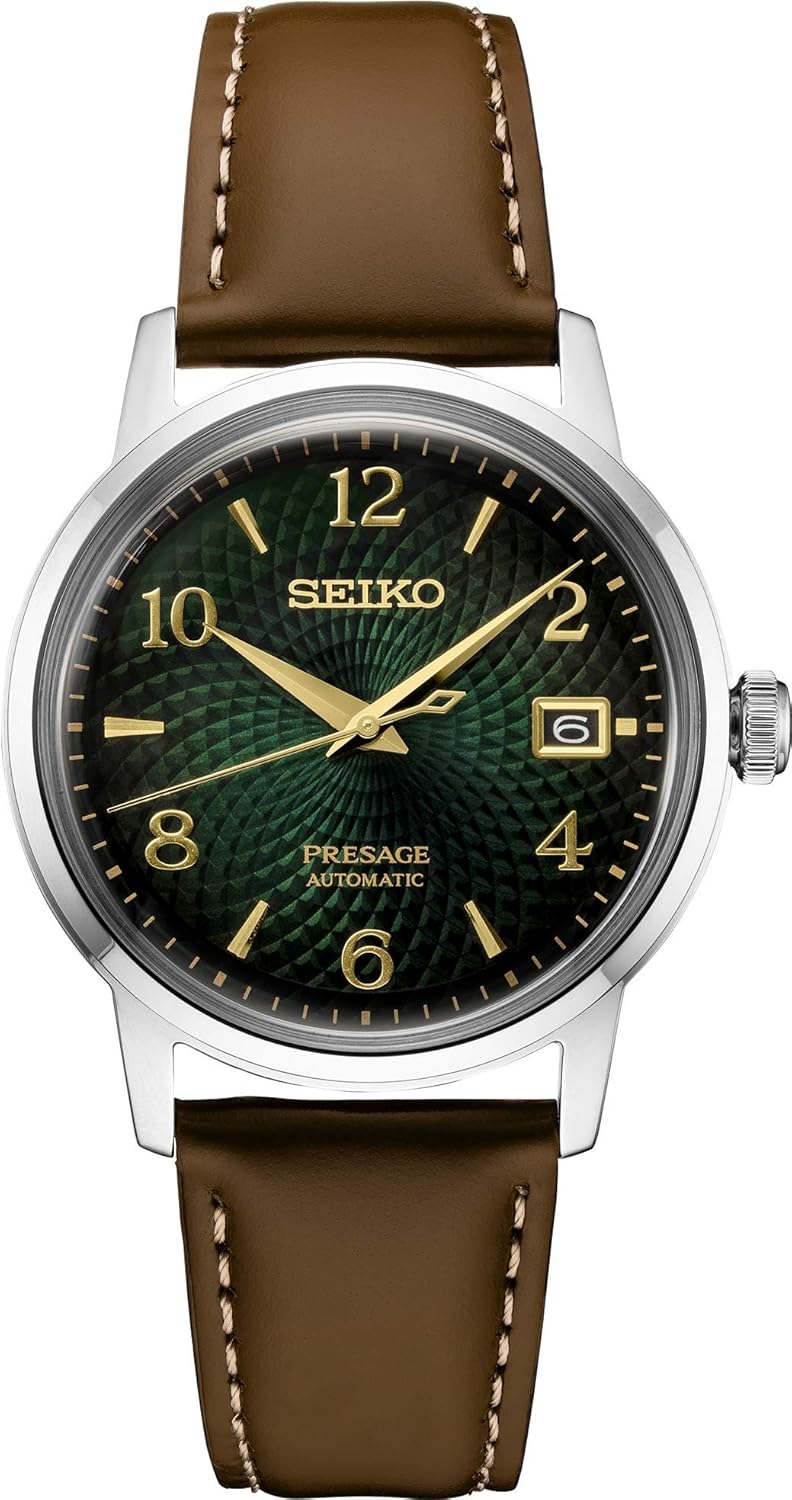 Seiko Presage Green SRPE45 Brown Leather Automatic Mens Watch Amazon
