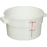 Winco Heavy-Duty Round Food Storage Container, 2 Quart, White