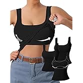 DAGGLOSA Women's U-Back Tank Top - 3-Pack,Built-in Bra, Removable Pads for Gym, Yoga & Outdoor, Long-Lasting Comfort