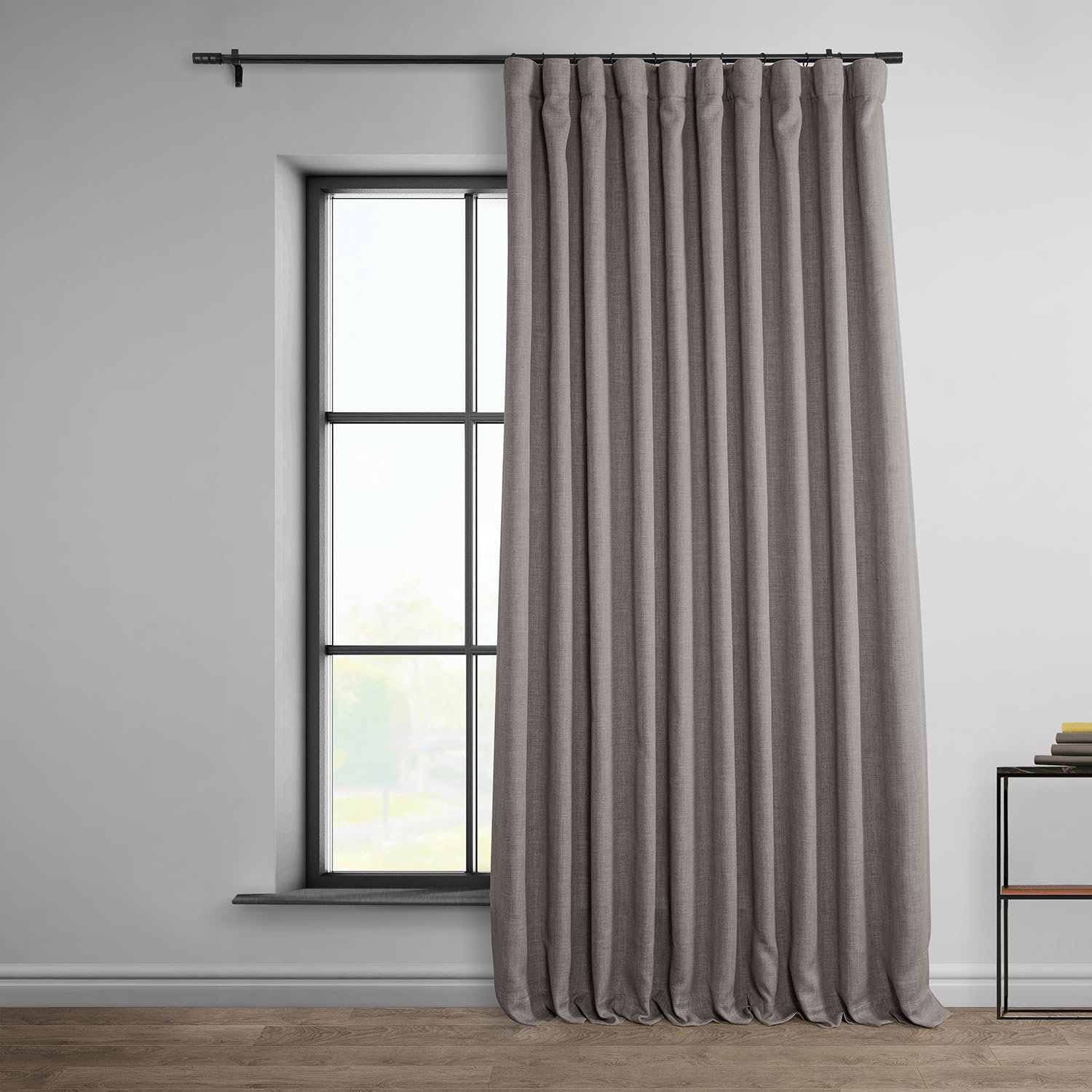HPD Half Price Drapes Faux Linen Textured Room Darkening Curtains for Bedroom 108 Inches Long (1 Panel), 100W X 108L Extra Wide Curtains for Living Room Home Decor, Mink