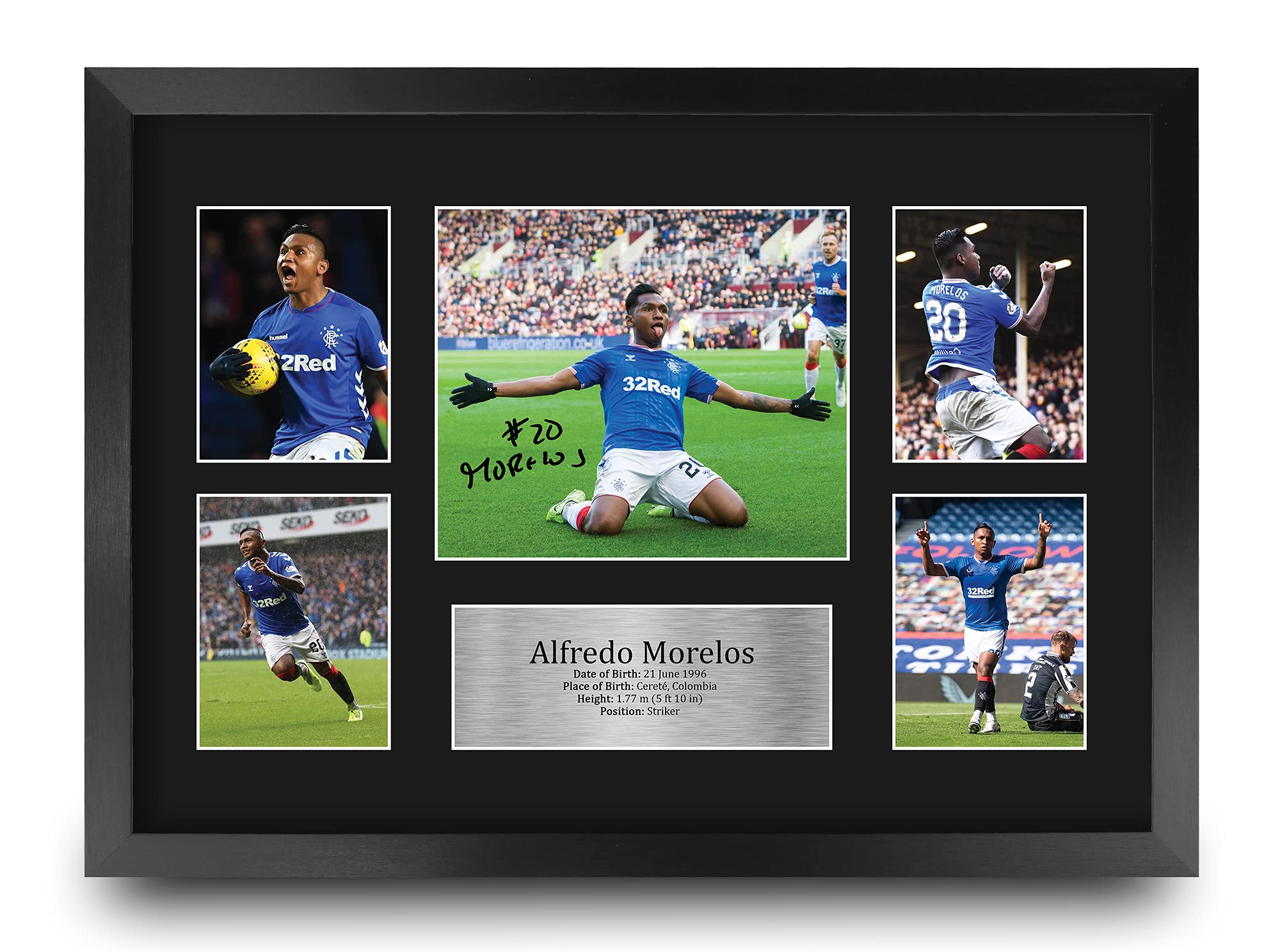 HWC Trading FR A3 Alfredo Morelos Rangers Gifts Printed Signed Autograph Picture for Football Fans and Supporters - A3 Framed
