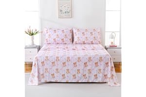 ChicView Queen Sheet Set Kids,4 Pieces Breathable Soft Microfiber Bedsheets for Child Boys Girls, Anti Pilling Deep Pockets E