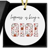 nvucamd Gigi Gifts Christmas Ceramic Ornaments Decor, Happiness is Being a Gigi Ornaments Gifts for Grandma, Grandma Mothers Day Birthday Gift Haning Ornament Decorations for Christmas Tree