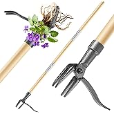 Stand Up Weed Puller Tool, Heavy Duty 4-Claw Steel Head, Bamboo Handle | Long-Handle Root Remover for Dandelions &amp; Deep Weeds, Pull Weeds Without Bending or Kneeling, Great for Lawn, Garden &amp; Yard