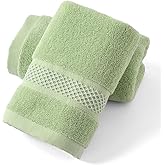 sense gnosis Green Hand Towel Absorbent Super Soft 100% Cotton 2 PC Towel Set Decorative Bath Hand Towels for Bathroom Everyday Use 13"x 29"