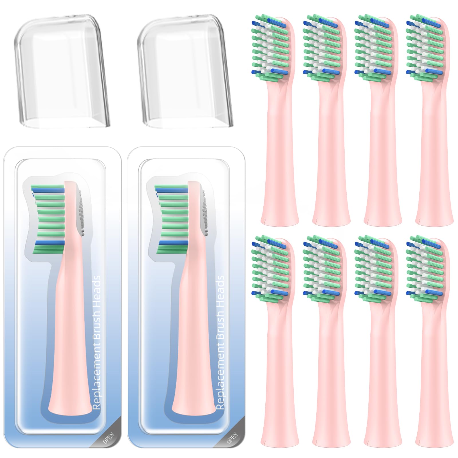 Photo 1 of 10 Pack Toothbrush Replacement Heads Compatible with Rtauys M5 Sonic Electric Toothbrush (Pink, 10 Count(Pack of 1))