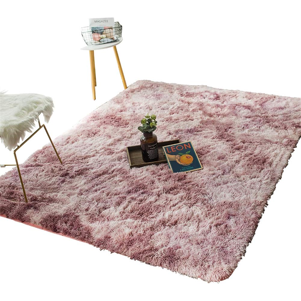 Liveinu Gradient Shaggy Alfombras Salon Pelo Largo Con Respaldo