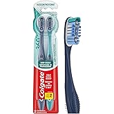 Colgate 360 Deep Clean Full Size Toothbrush Medium (2 Pack) - 4 in 1 Bacteria Removal with Cheek and Tongue Scraper - Profess