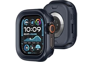 Amizee 2 in 1 Metal Rugged Case Compatible with Apple Watch Ultra 2/Ultra Case 49mm, Aluminum Shockproof Protective Bumper Cover Compatible with iWatch 49mm, Blue