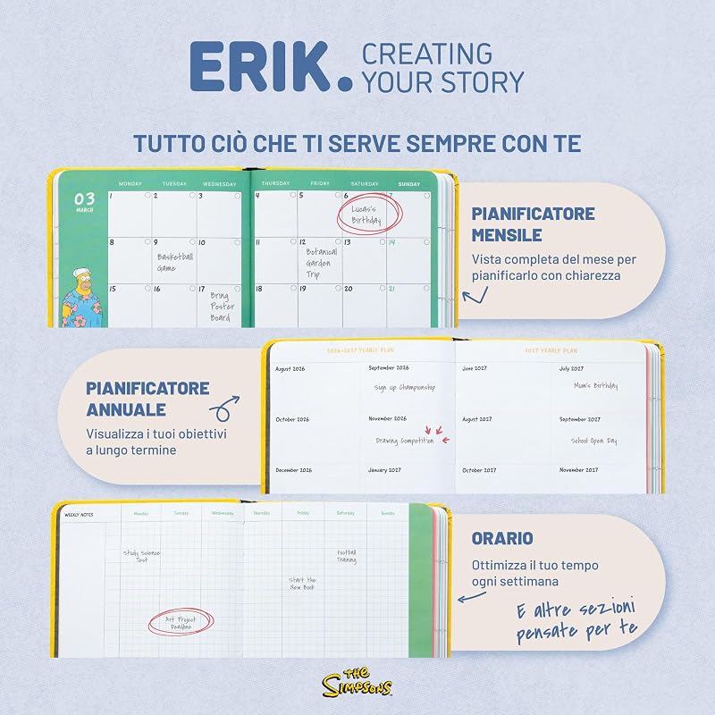 The Simpsons Diario Scuola 2026 2027 - Agenda Settimanale A6