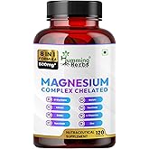 Humming Herbs Magnesium Complex Chelated Supplement 500mg – 8-in-1 Blend with Magnesium Bisglycinate, Citrate, Zinc & L-Theanine – Supports Calm & Relaxation, Muscle Function - 120 Vegan Capsules