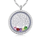 Birthstone Tree of Life Necklace, Screw Open