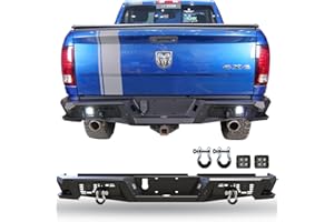 Hawkley RAM 1500 Rear Bumper for 2009-2018 Dodge Ram 1500 & 2019-2023 RAM 1500 Classic Pickup Truck, Rock Crawler Back Bumper