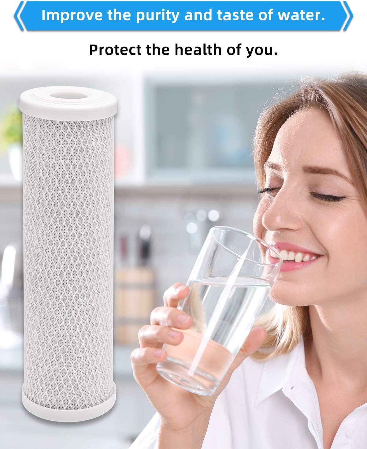 Fil-fresh 5 Micron 10" x 2.5" Whole House CTO Activated Carbon Block Water Filter Replacement Cartridge Fits Standard Under Sink and RO Water Filtration System, Replaces WFPFC8002, FXWTC, 2 Pack: Kitchen & Dining