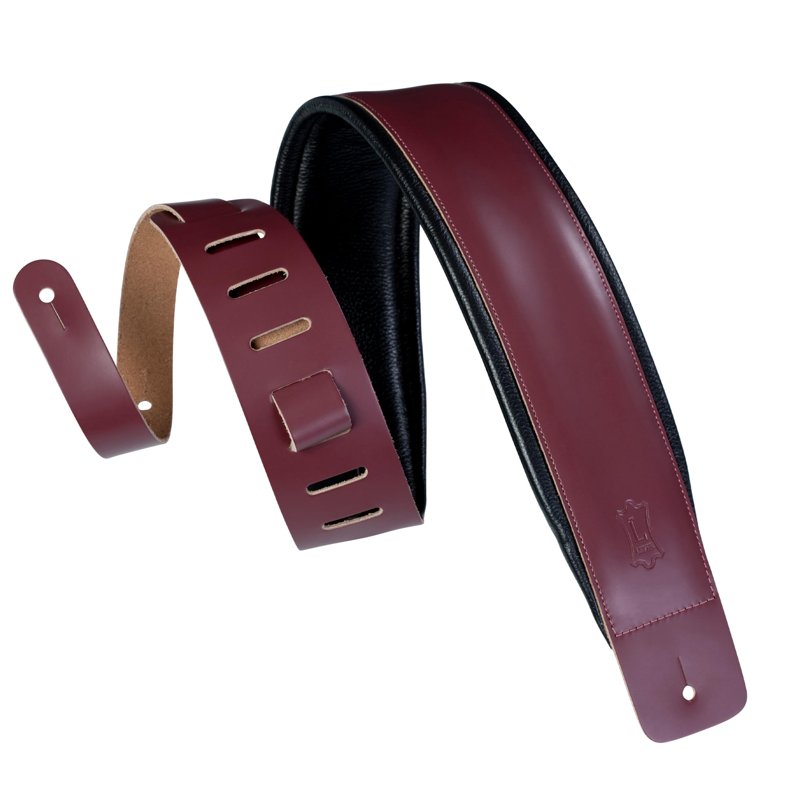 Levy's DM1PD‐BRG 2.5-inch Leather Guitar Straps ‐ Burgundy