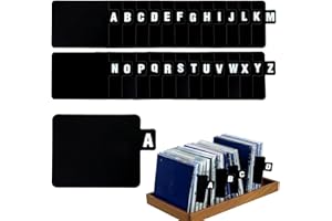 26pcs Vinyl Record Dividers with Alphabetical Tabs, A-Z Alphabet Record Organizer Reusable Black Album Dividers for DVD CD LP